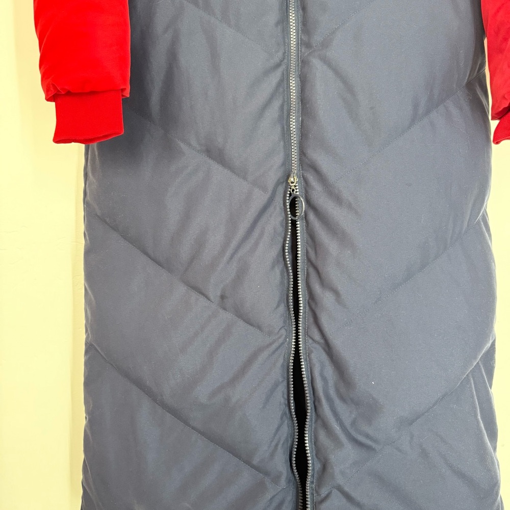 FILA Long Puffer Coat | Colorblock Red Navy White S - Picture 6 of 9